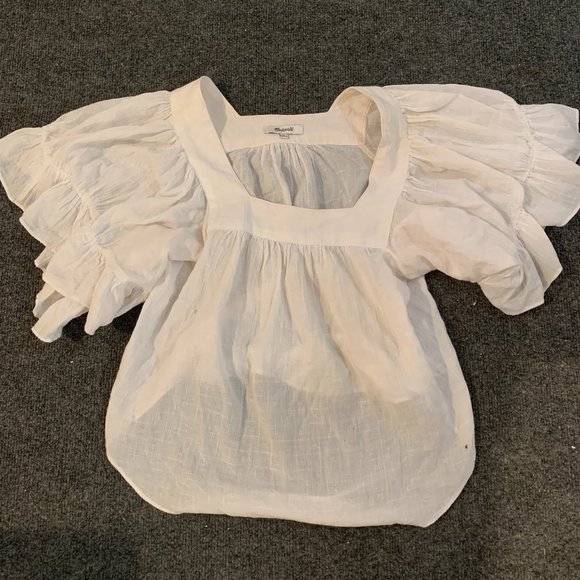 Madewell Women's White Puff Short Sleeve Blouse XS - Picture 1 of 4